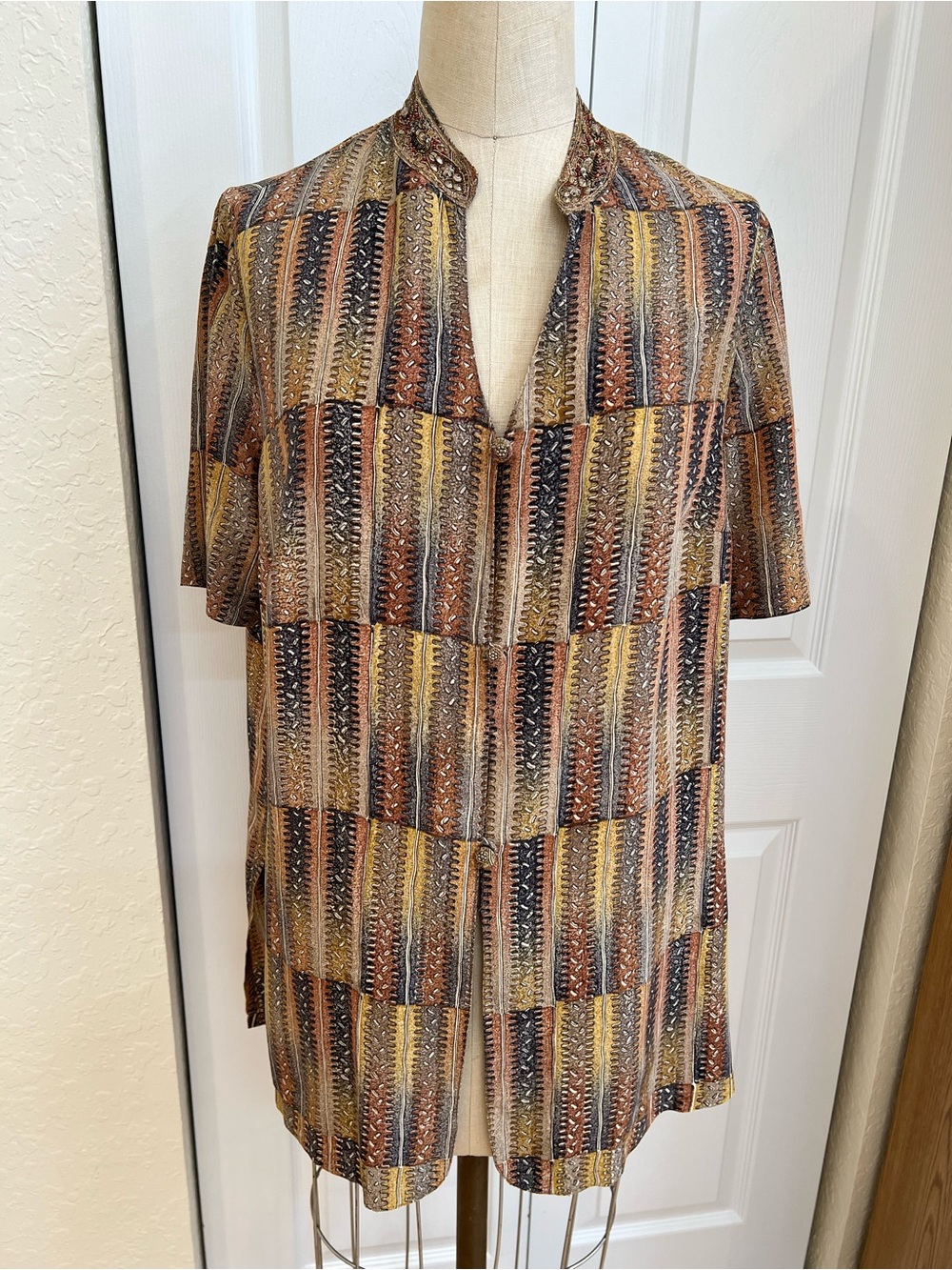 Christina Multicolor Striped Short Sleeve Tunic